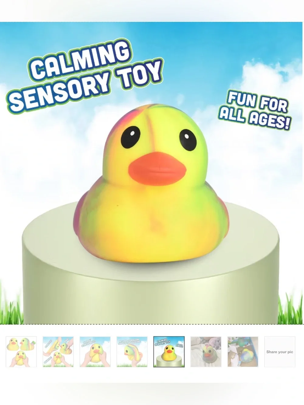 Sunny Days Jumbo Squeezy Duck XL Tie Dye Squishy Sensory Fidget NEW